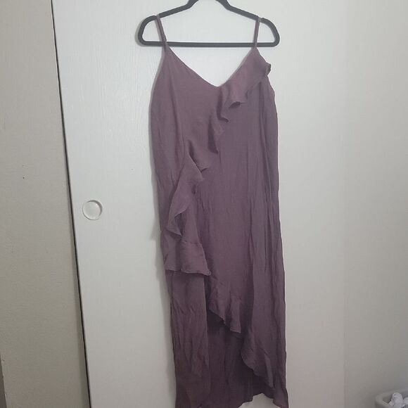 Ruffled Asymmetrical Dress in Mauve - Picture 2 of 5